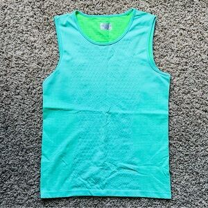 Athleta Turquoise Tank Top Fitted Athletic Workout Shirt Textured XL